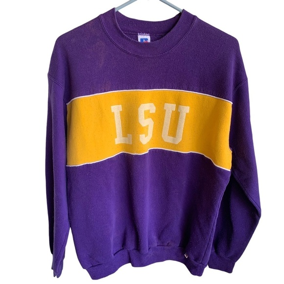 Vintage LSU Tigers Crewneck Sweatshirt Adult Large Mens 90s Sweater Made in USA - Picture 1 of 4